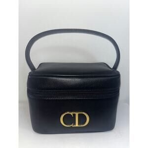 Christian Dior Vintage Black Leather Vanity Case